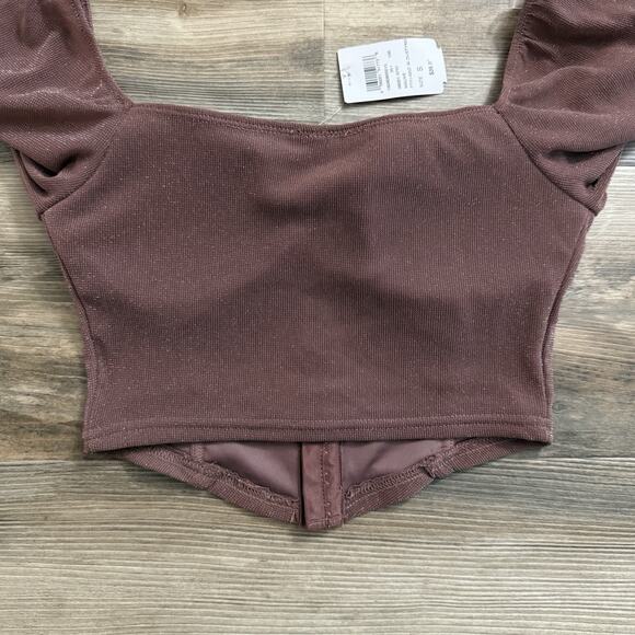Windsor Glitter Corset Top Dusty Mauve – Size Small NWT Long Sleeve Blouse - Picture 3 of 4